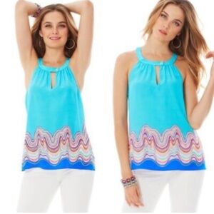 Lily Pulitzer | Rohan 100% Silk Tank Top in Shorely Blue Size Small